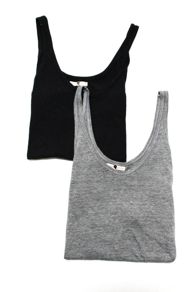 Rebecca Taylor Womens Scoop Neck Sleeveless Tank Tops Gray Black Size M L Lot 2