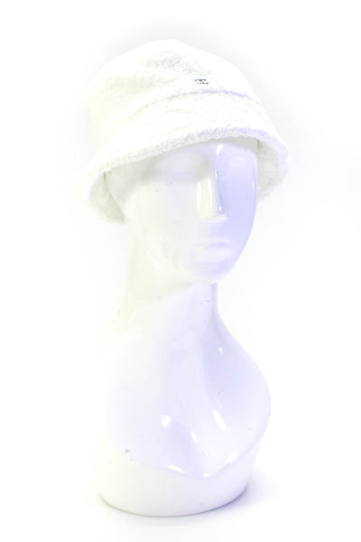 Chanel Womens Interlocking CC Terry Cloth Bucket Hat White Size Medium E2306455