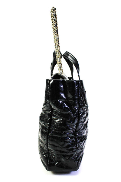 Chanel Womens Quilted CC Turnlock Large Portobello Tote Handbag Black E2301786