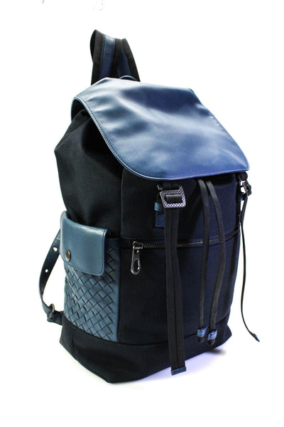 Bottega Veneta Womens Intrecciato Pocket Canvas Backpack Handbag Navy B23073480