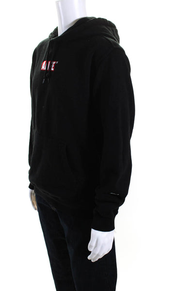 Alife Mens Embroidered Long Sleeved Hoodie Sweatshirt Black Red White Size M