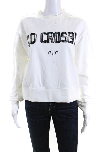 Derek Lam 10 Crosby Womens Crewneck Long Sleeves Graphic Sweatshirt White Size S