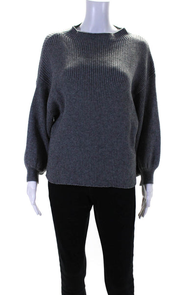 Line And Dot Womens Ribbed Knit High Neck Pullover Sweater Top Gray Size M