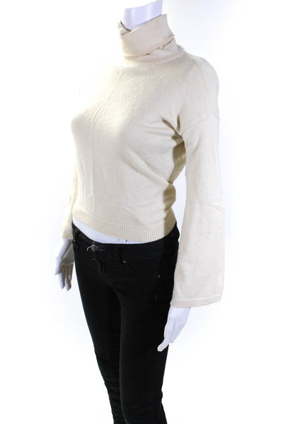 LPA Womens Long Sleeve Open Tie Back Turtleneck Sweater White Size 2XS