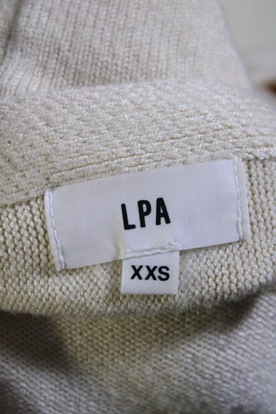 LPA Womens Long Sleeve Open Tie Back Turtleneck Sweater White Size 2XS