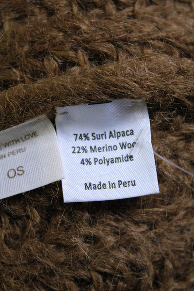 Matta Womens Alpaca Open Knit 3/4 Sleeve Cardigan Sweater Brown One Size