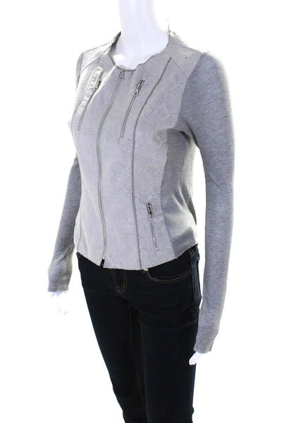 Lola & Sophie Women's Long Sleeves Full Zip Textured Jacket Gray Size XS