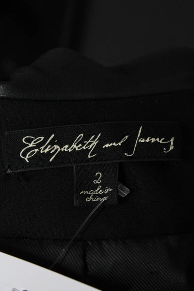 Elizabeth and James Womens Leather Trim One Button Collared Blazer Black Size 2