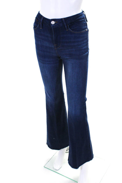 Frame Womens Le Easy Flare Leg High Rise Slim Fit Dark Wash Jeans Blue Size 24
