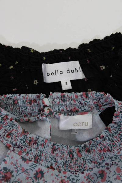 Ecru Bella Dahl Womens Floral Print Tank Top Blouse Blue Black Size Small Lot 2