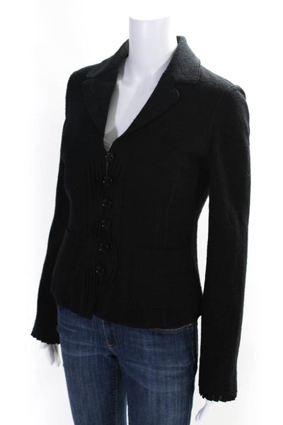 Alpha Massimo Rebecchi Womens Wool V Neck Button Down Jacket Black Size S