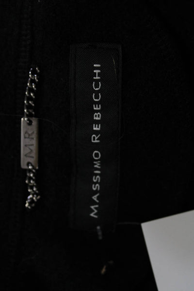 Alpha Massimo Rebecchi Womens Wool V Neck Button Down Jacket Black Size S