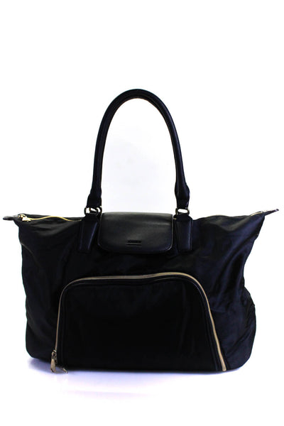 Aimee Kestenberg Womens Black Flap Zip Pocket Shoulder Bag Handbag