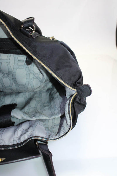 Aimee Kestenberg Womens Black Flap Zip Pocket Shoulder Bag Handbag