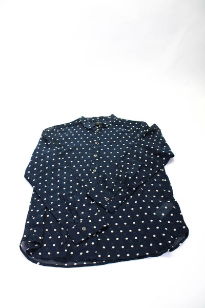 J Crew Womens Cotton + Silk Polka Dot Button Up Blouse Top Blue Size 6 Lot 2