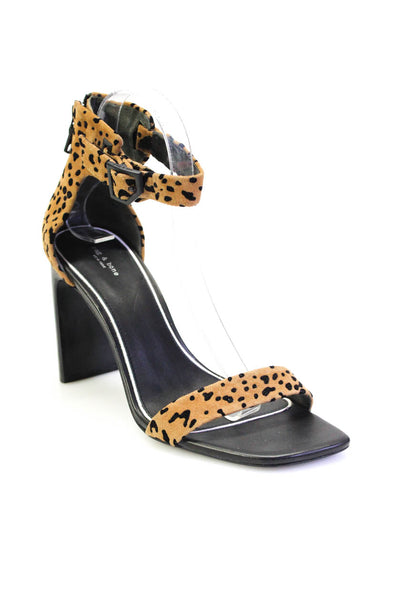 Rag & Bone Womens Block Heel Leopard Ankle Strap Sandals Brown Suede Size 9