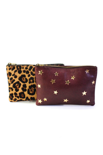 Madewell Womens Star Leopard Print Pony Hair Pouch Clutch Handbags Red Lot 2