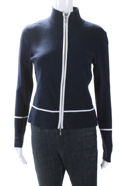 Kinross Women's Long Sleeves Full Zip Cardigan Sweater Blue Size S