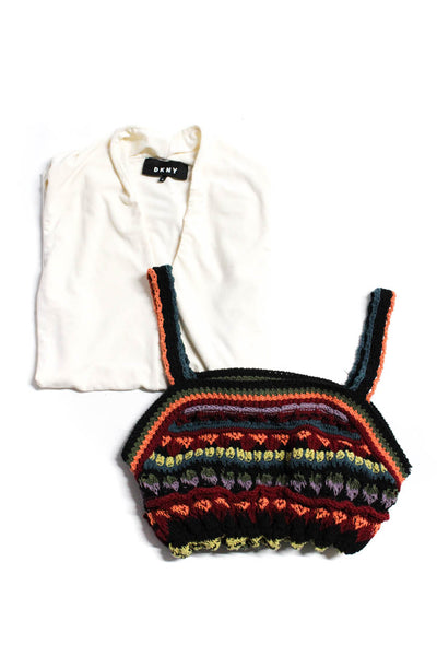 Zara DKNY Womens Elasticated Knit Crop Blouse Multicolor Size S XS Lot 2