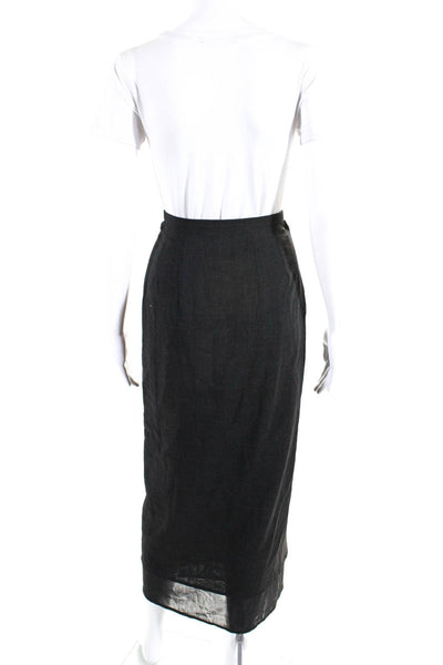 Rene Lezard Womens Crossover Wrap Maxi Skirt Gray Size 30"