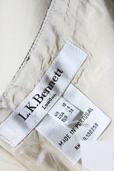 L.K. Bennett Womens Sleeveless Contrast Trim A Line Dress Cream Size 6