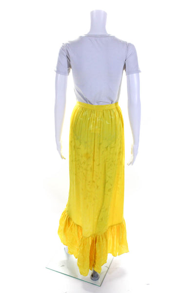 Attico Womens Bright Yellow Ruffle Hi-Low Midi Skirt Size 38