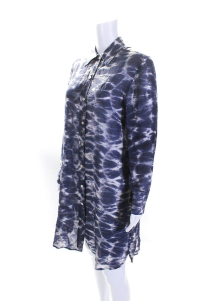 Roberta Roller Rabbit Womens Tie Dye Print Shirt Dress Blue Cotton Size Small