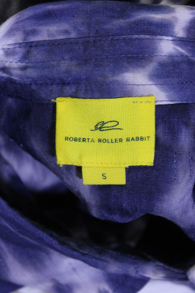 Roberta Roller Rabbit Womens Tie Dye Print Shirt Dress Blue Cotton Size Small