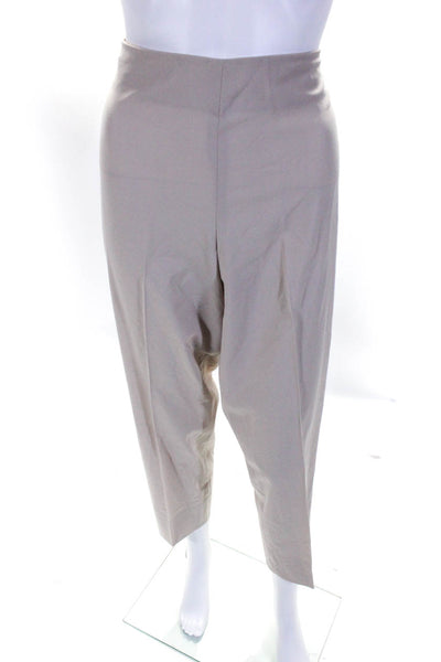 Leggiadro Womens Split Slim Leg High Rise Dress Trousers Beige Wool Size 16