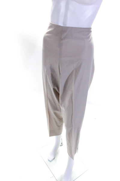 Leggiadro Womens Split Slim Leg High Rise Dress Trousers Beige Wool Size 16