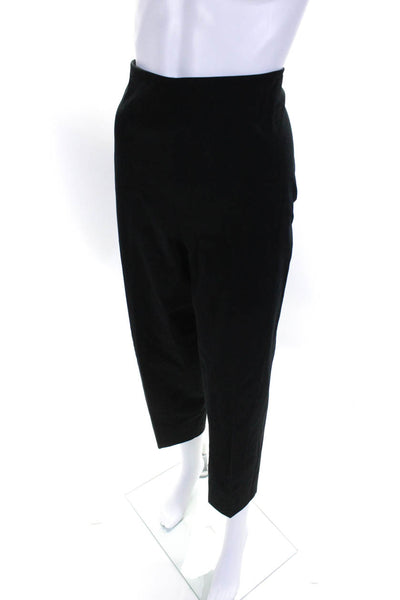 Leggiadro Womens Creased Slim Leg High Rise Pants Black Cotton Size 16