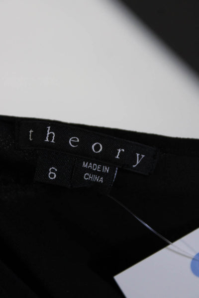 Theory Womens Black Silk Scoop Neck Sleeveless Ruffle Tiered A-line Dress Size 6