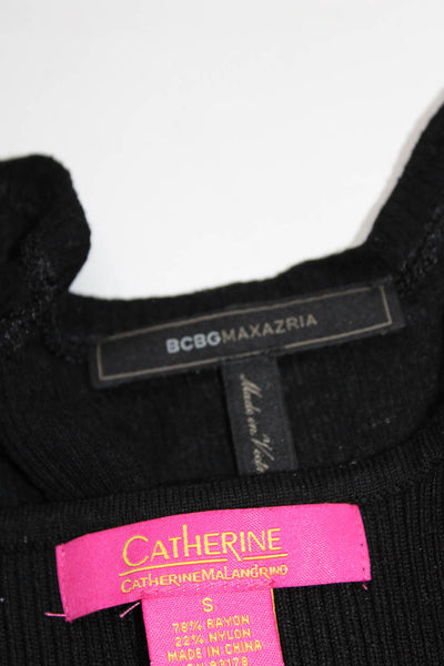 BCBGMAXAZRIA Women's Scoop Neck Short Sleeves Blouse Black Size S Lot 2