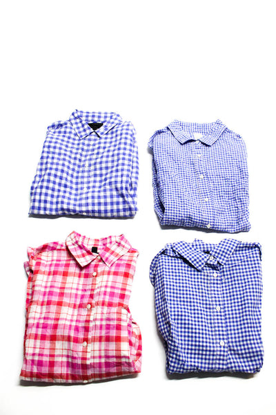 J Crew Childrens Boys Plaid Button Down Shirts Pink Blue Size 6 Lot 5