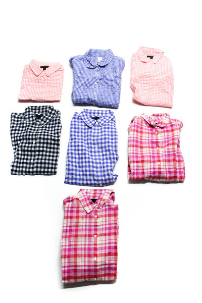 J Crew Childrens Boys Gingham Plaid Button Down Shirts Pink Size 6 Lot 7