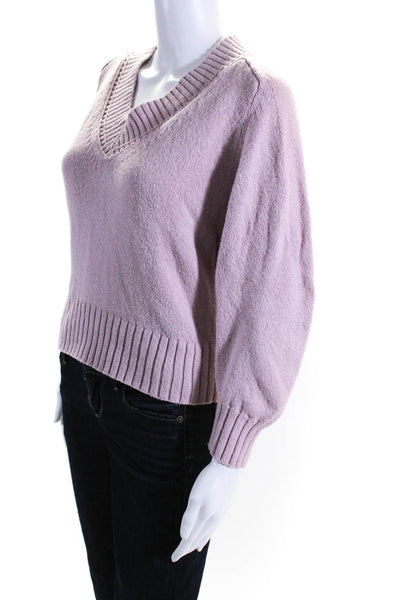 Brochu Walker Women's Long Sleeves Ribbed Hem Pullover Sweater Pink Size XS