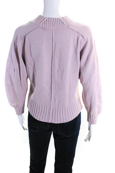 Brochu Walker Women's Long Sleeves Ribbed Hem Pullover Sweater Pink Size XS