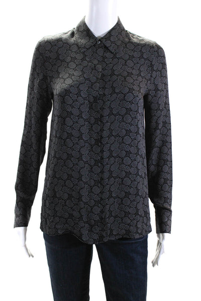 Vince Women's Collared Long Sleeves Button Down Shirt Black Size 0