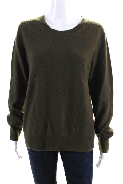 Naadam Womens Cashmere Round Neck Long Sleeve Pullover Sweater Top Green Size L