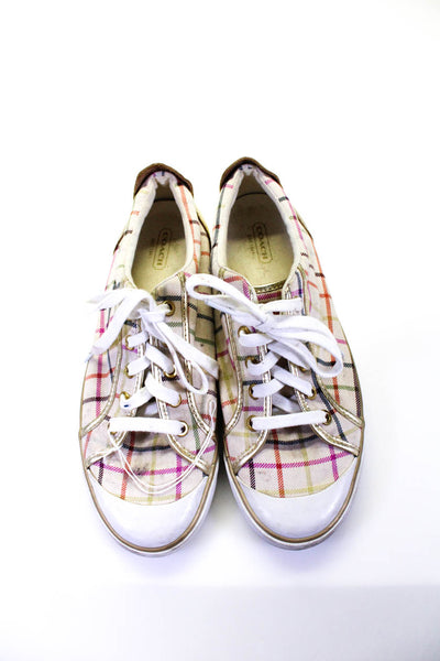 Coach Womens Plaid Low Top Lace Up Barrett Sneakers Multi Colored Size 10 B