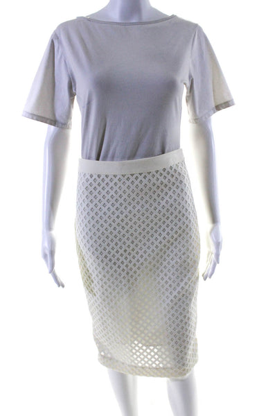 Elizabeth and James Womens Back Zip Mesh Overlay Pencil Skirt White Size 6
