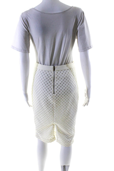 Elizabeth and James Womens Back Zip Mesh Overlay Pencil Skirt White Size 6