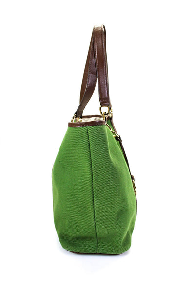 Michael Kors Womens Textured Medallion Snap Button Shoulder Tote Handbag Green