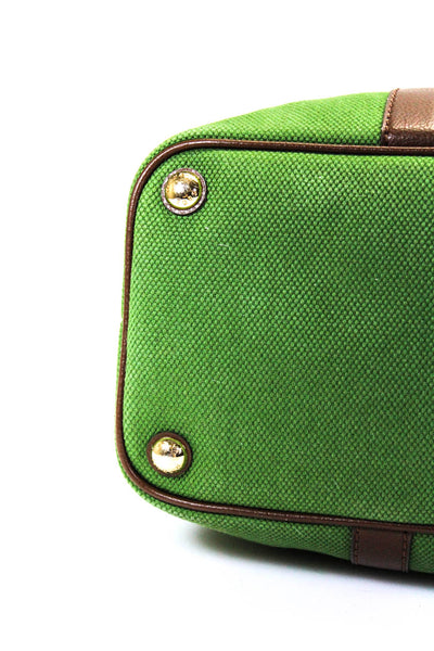 Michael Kors Womens Textured Medallion Snap Button Shoulder Tote Handbag Green