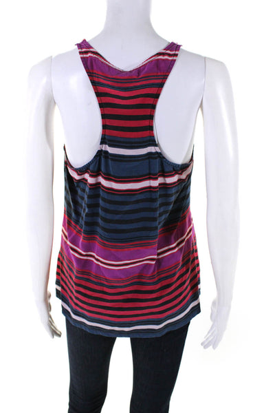 Joie Womens Silk Striped Print Sleeveless Scoop Neck Blouse Tank Top Red Size M