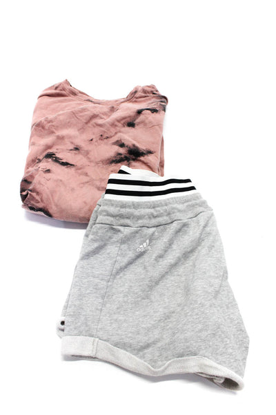 Athleta Adidas Womens Tie Dye Long Sleeve Activewear Top Pink Size L Lot 2
