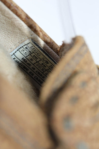 UGG Australia Womens Leather Sheepskin Lined Square Toe Loafers Beige Size 7.5