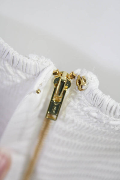 Cara Cara Womens Cotton Ruffled Cap Sleeve Cropped Babydoll Top White Size S