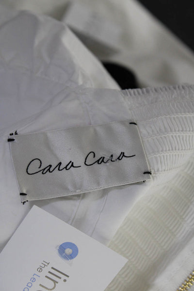 Cara Cara Womens Cotton Ruffled Cap Sleeve Cropped Babydoll Top White Size S