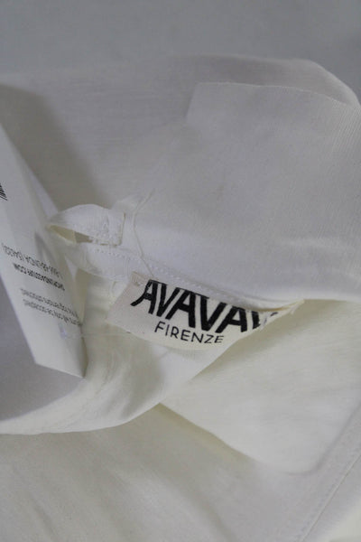 Avavav Firenze Womens Cotton Cap Sleeve Keyhole Collared Blouse White Size S